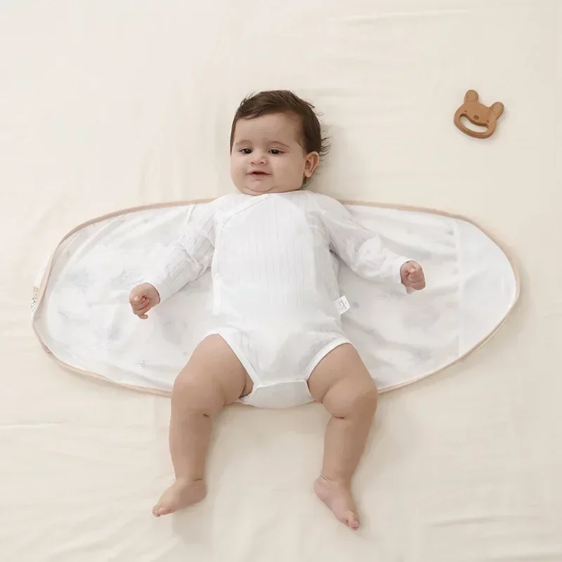 Baby Swaddle Blanket 0-6 Months Strap Protect Belly Baby Sleeping Blanket Wrap for New Born Thin-style for Summer Baby Blanket - 2