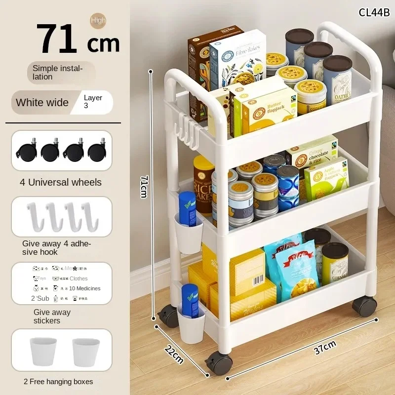 Storage Rack Rolling Storage Cart Household Multi-layer Small Cart Storage Rack Floor To Floor Kitchen Bedroom Bathroom Storage Rack With Wheels