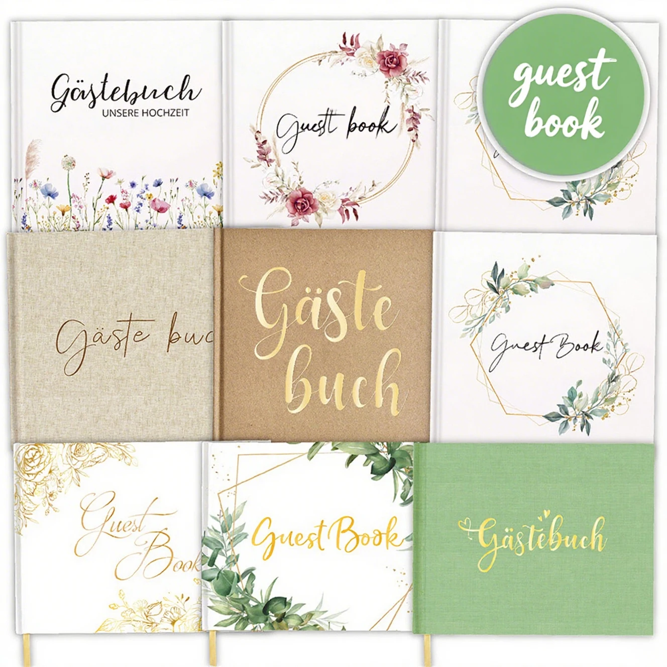 Elegant Wedding Guest Book Polaroid Photos 72 Lined Pages for Reception Baby Shower Signatures Special Events Gift