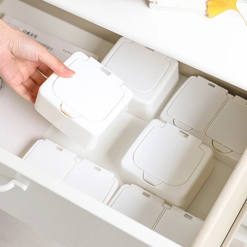Storage Box Self Adhesive Storage Box Transparent Storage Box Lockable Storage Box 3154 Desktop Storage Box Mini With Pop-Ups Swab Cosmetic Cotton Plastic Dustproof Student Sundries Finishing Box