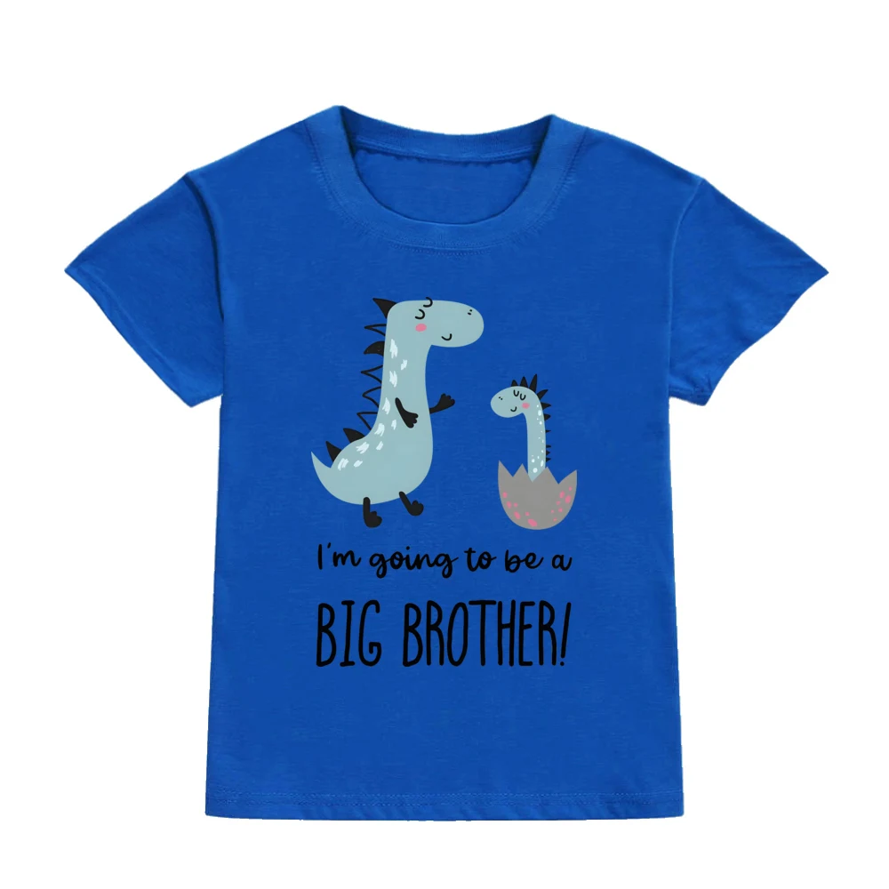 Dinosaur&I‘m Going To Be Big A Brother Print Kid Tee Shirt Casual Short Sleeve Child Tees Top Pregnancy Announcement Clothes 3
