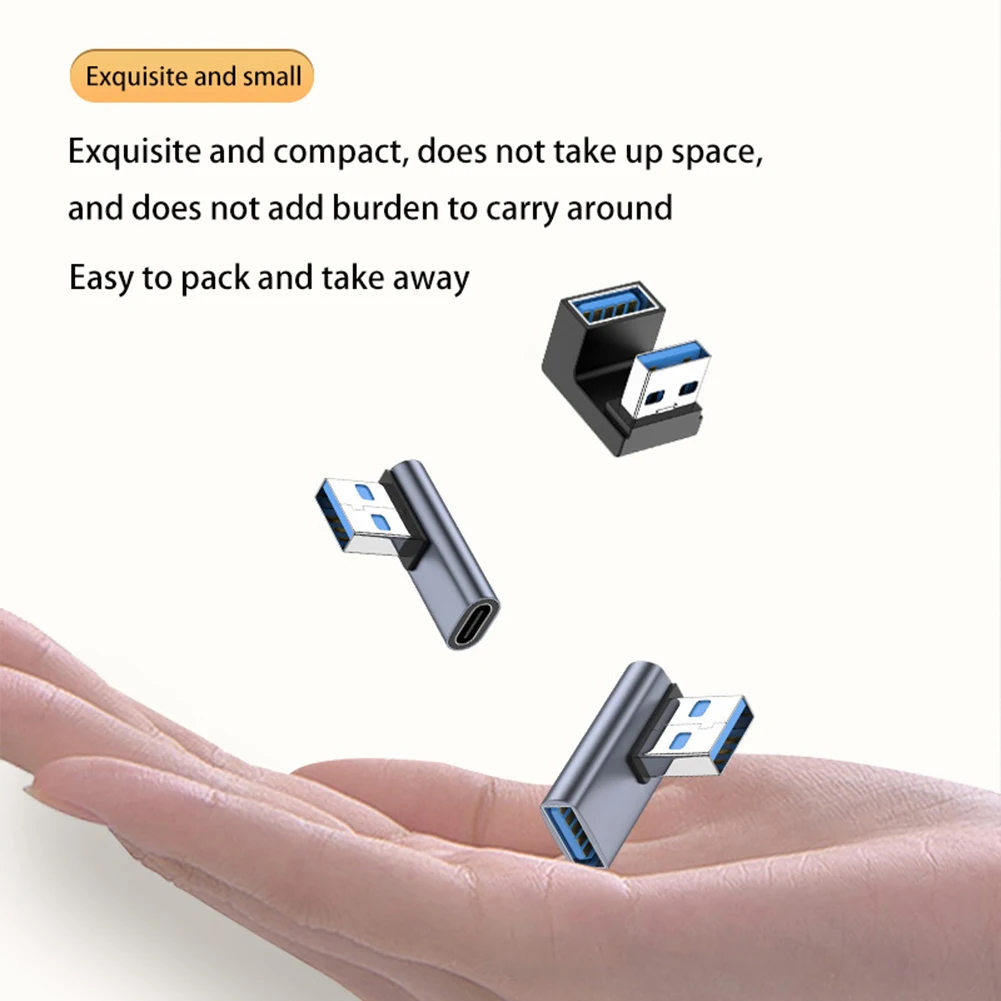 NNBILI 3A 유형 C 팔꿈치 USB 3.1 안드로이드 용 충전 데이터 케이블 어댑터 변환기 90/180 학위 OTG 어댑터 고속 충전 10Gbps
