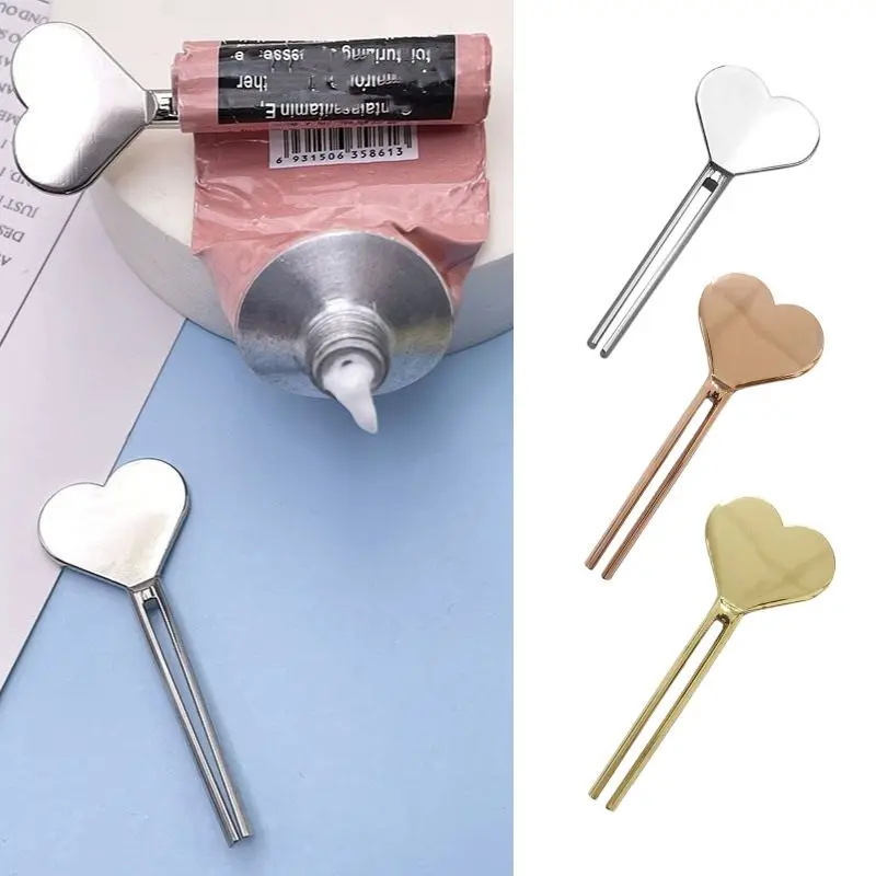 

1pc Creative Toothpaste Squeezer Roller Love Shaped Tube Toothpaste Cosmetic Dispenser Holder Hand Cream Rack Bathroom Supplies