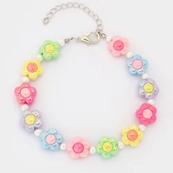 Charming Candy - Colored Pearl & Flower Bead Pet Necklace with Adjustable Alloy Chain - 15cm - 20cm (Style 1)