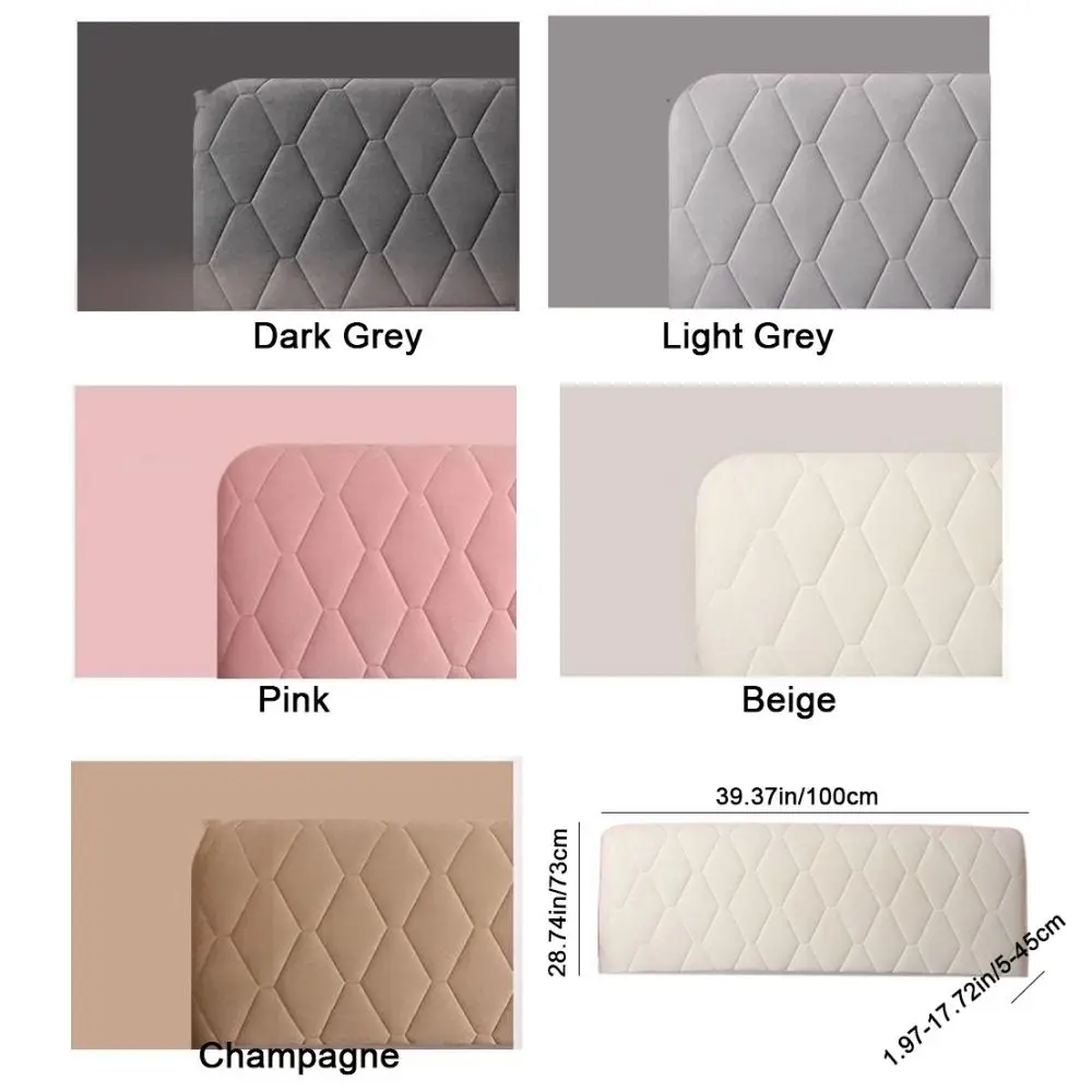 Simple Velvet Quilted Bed Head Cover Thickened Solid Color Bed Back Protector Cover Soft Dustproof Bedside Cover for Home Decor