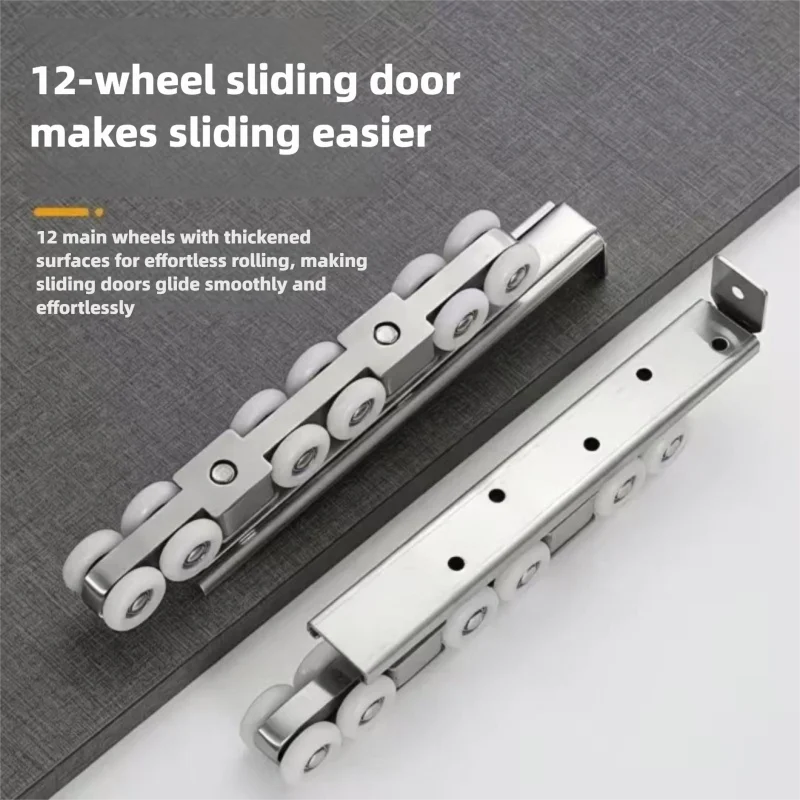 ล้อรางเลื่อนแบบเงียบทำจากสแตนเลสทันสมัย อุปกรณ์เสริมประตูบานเลื่อนพับได้สำหรับใช้ภายในอาคาร ลูกรอกแขวนหน้าต่างโรงแรม ไนลอน 1