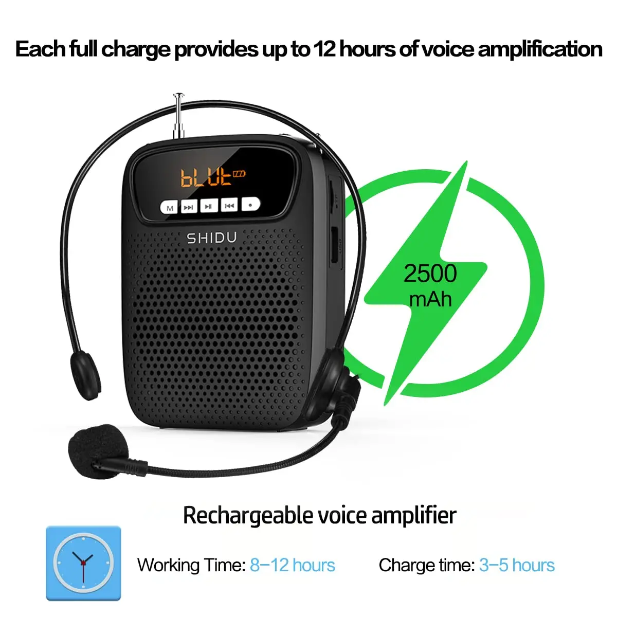 Voice Amplifier Wireless Voice Amplifier 15W S278 with Microphone Audio Recording FM Radio AUX Portable Bluetooth for Teachers Instructor