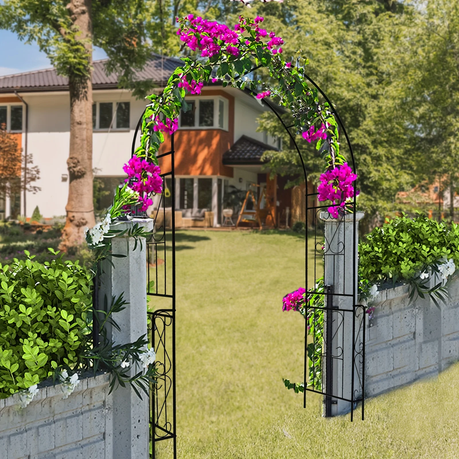 

1pc, Garden Arch Arbor Trellis, Outdoor Steel Arbor With Stakes, Metal Archway For Climbing Plants, Wide Sturdy Durable Garden A