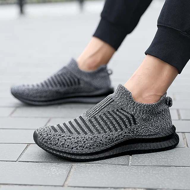 2025 respirant hommes chaussures décontractées léger en plein air mâle chaussures de marche anti-dérapant hommes baskets sans lacet chaussures plates vulcanisées 3