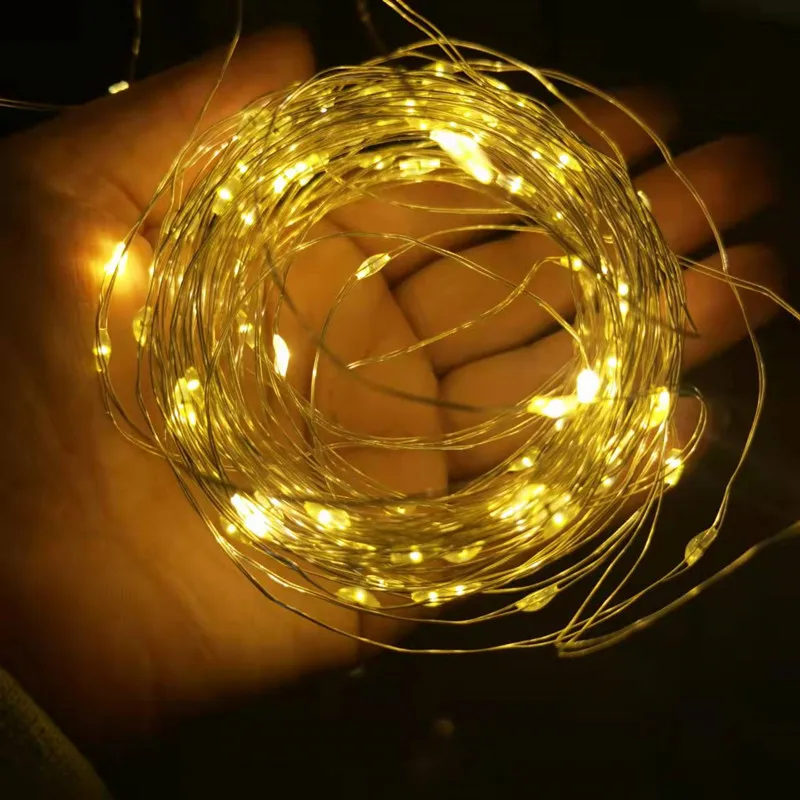 

LED Button Battery Operated Garland Light for Xmas Wedding Party Decoration Christmas String Copper Wire Lamp Fairy Lights 10pcs