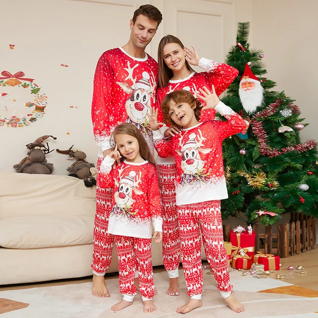 Christmas Pajama Set Family Matching Nightwear Couples Daughter Daddy Son  Mother Kids Reindeer Printed Long Sleeved Xmas Clothes - AliExpress