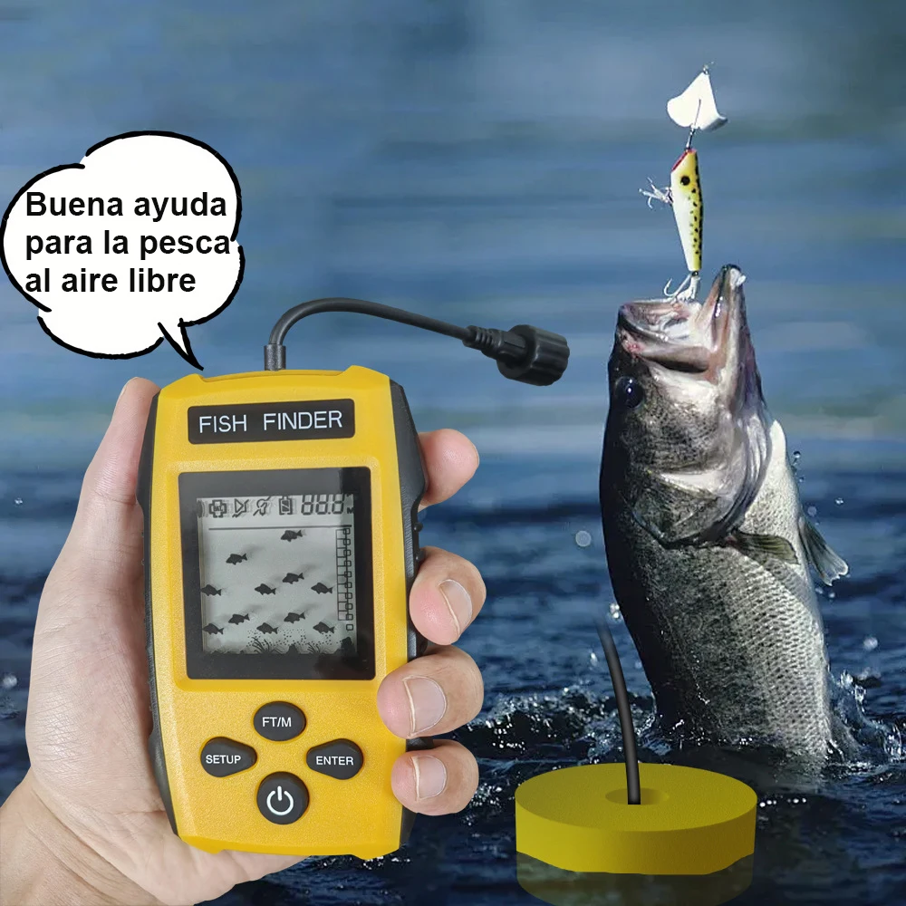 Détecteur de poissons sonar filaire portable 0.6-100M avec sensibilité ajustable multi-modes pêche