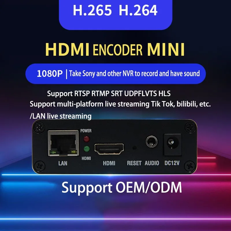 

New Mini HDMI-Compatible Encoder Portable H.265 Encoder H264 1920x1080 For RTMP/PTSP/HTTP/UDP/RTP Live Streaming