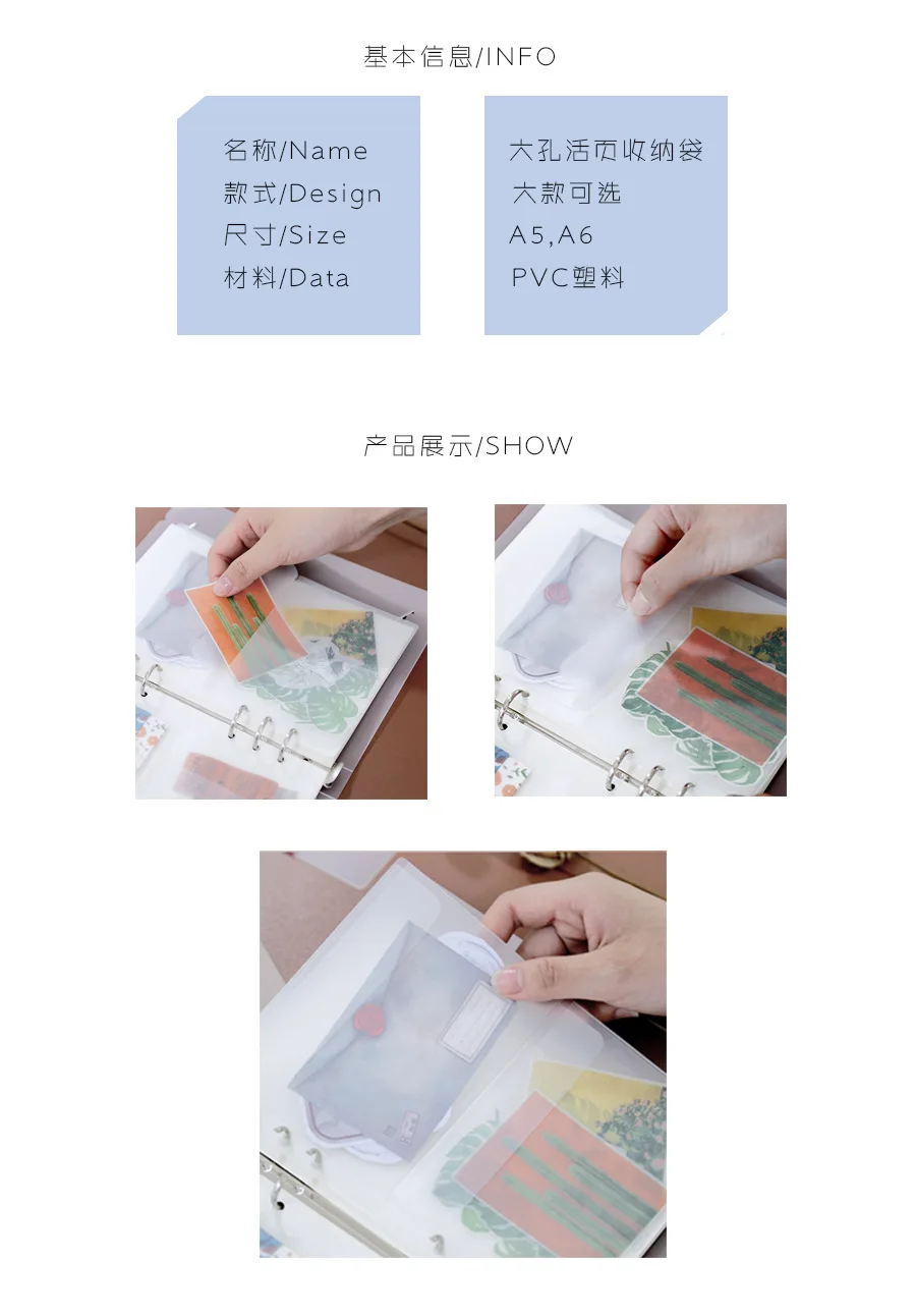 Transparent document folders inside binder