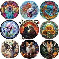 Mysterious Round cat Wooden Puzzle Perfect Gift For Adults Kids Unique Animal Shaped Wood jigsaws Toys 1