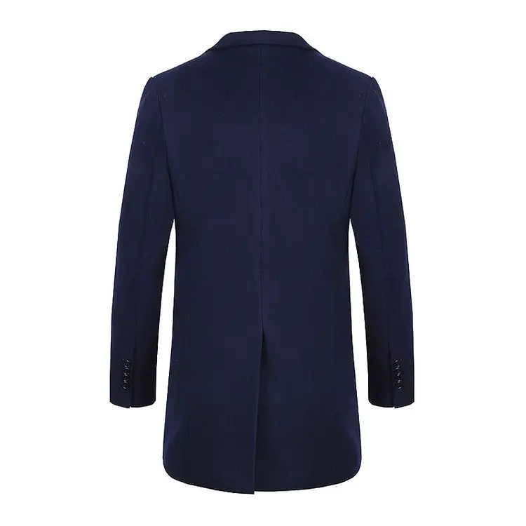 Smart Casual Black Woolen Blazer for Men with Notch Lapel Single Breasted Dinner Jacket Elegant Suit Coat for Wedding/Business