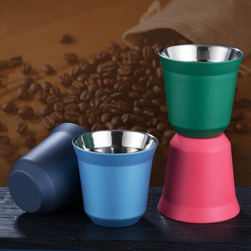 Neue Büro Kaffeetasse 80 ml Edelstahl Doppelwandige Wärmeisolierung Mini Kaffeekapsel Tasse – Detail 2