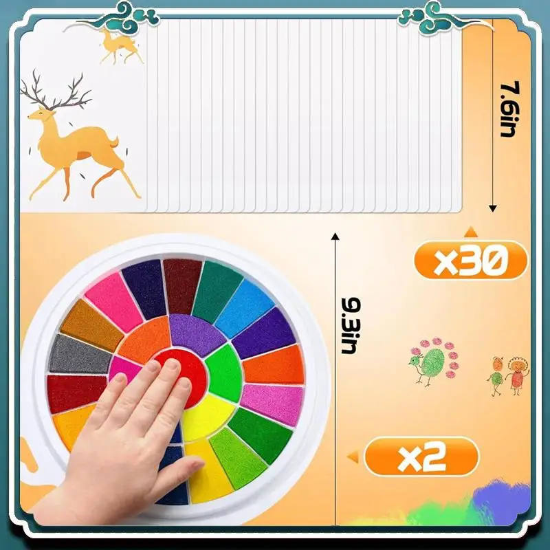 25 Colors Ink Pads With 30 Paint Pages, Washable DIY Stamp Pad, Non-Toxic Finger Painting Set 2 Pack