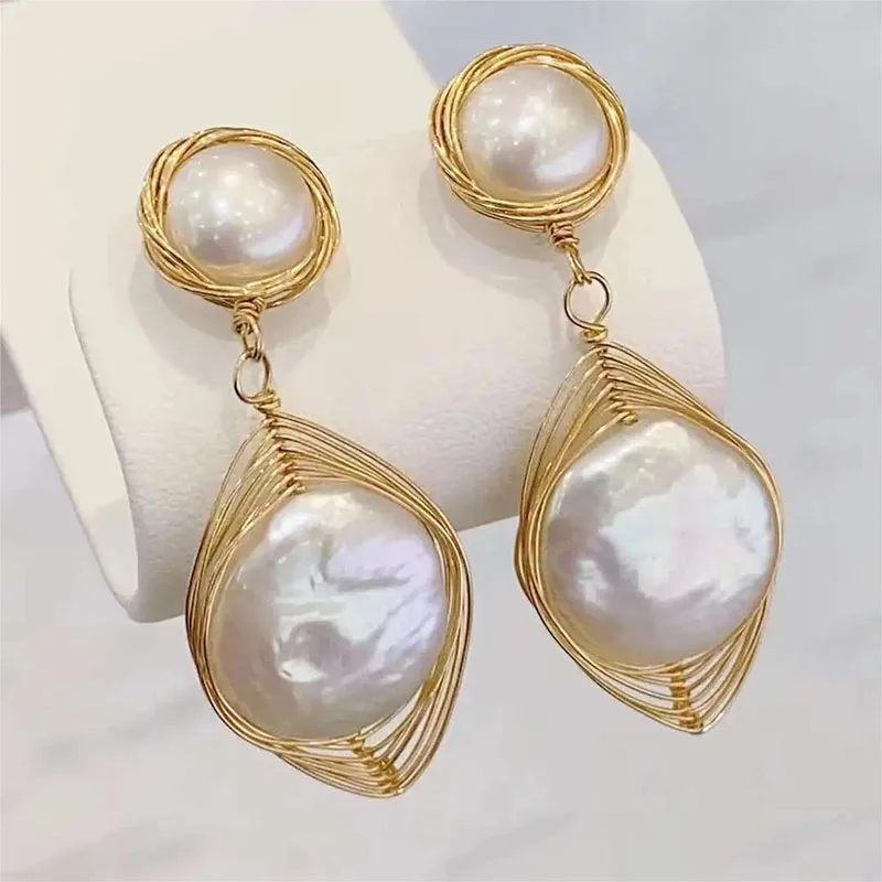 

SGARIT Fine Jewelry Natural Pearl Earrings Luxury 14K Filled Gold Freshwater Pearl Drop Earrings For Women Fashion Jewelry