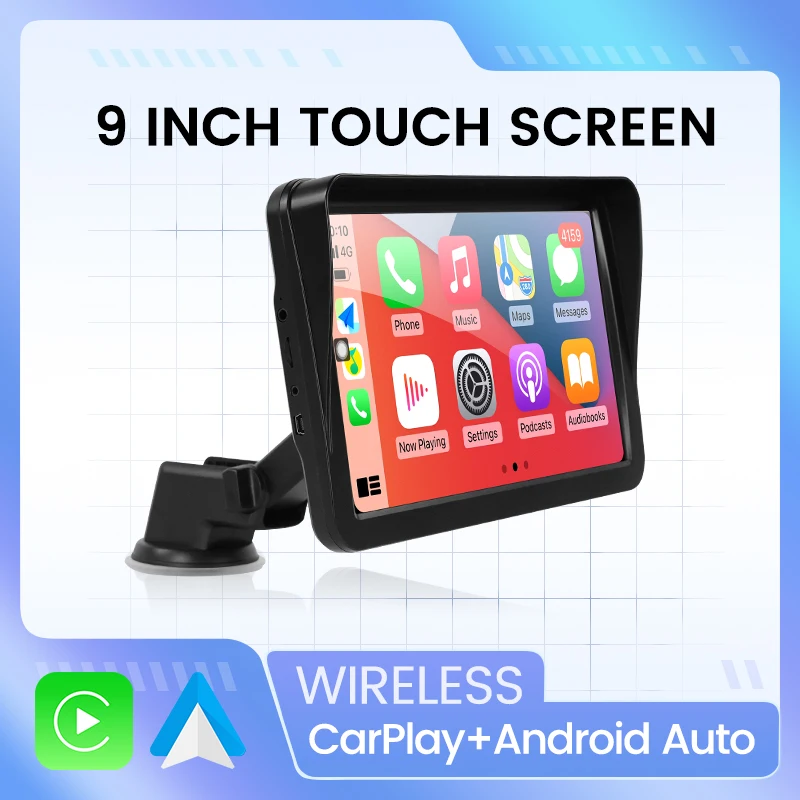 NaviFly 9" Universal Touch Screen Car Portable Wireless Apple CarPlay Tablet Android Radio