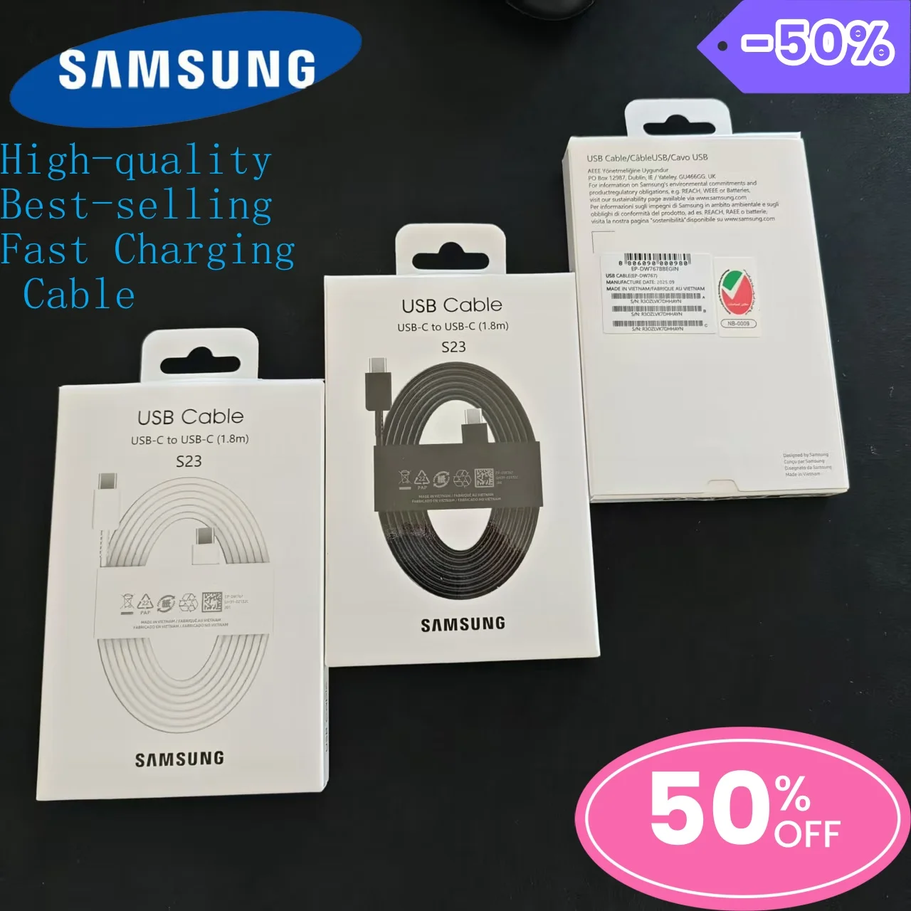 รูปสินค้า สายชาร์จซี 1.8 เมตร ชาร์จเร็ว 3A สำหรับ Samsung Galaxy S23/S22/S21/S20/S20 Plus Ultra