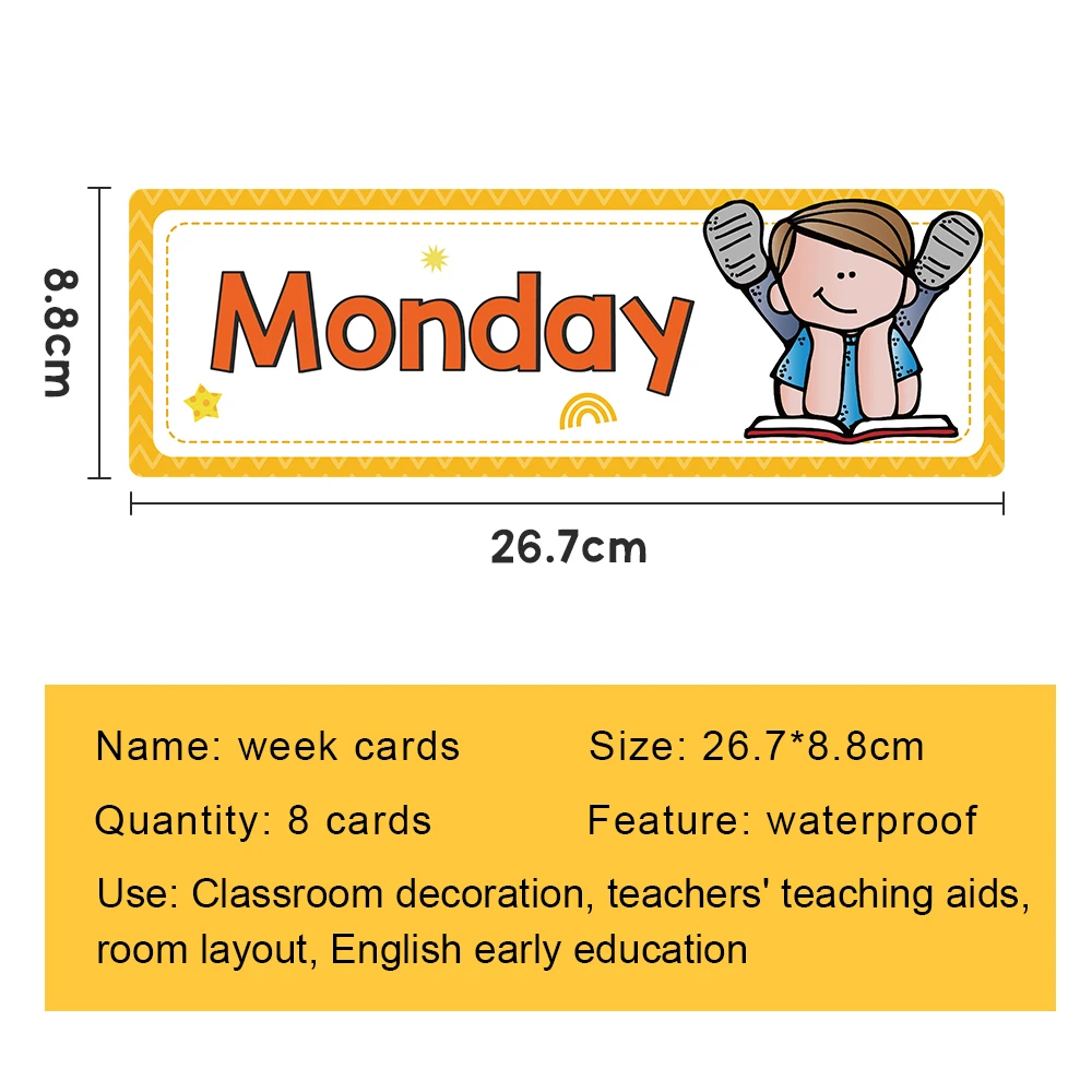 Day of The Week Learning Flashcards English Teaching Aids Kids Homeschool Supplies Educational Posters Classroom Decoration 3