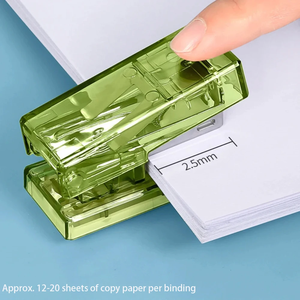 Mini Stapler with staples Creative Binding Tools Transparent Trumpet Stapler File Organizer Paper Binding School Office Supplies