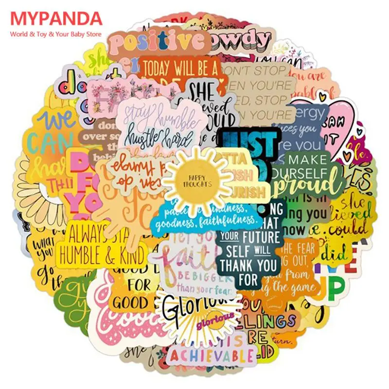 

100 pieces of cartoon decal stickers English alphabet inspirational quotes stickers suitable for laptop skateboard shel