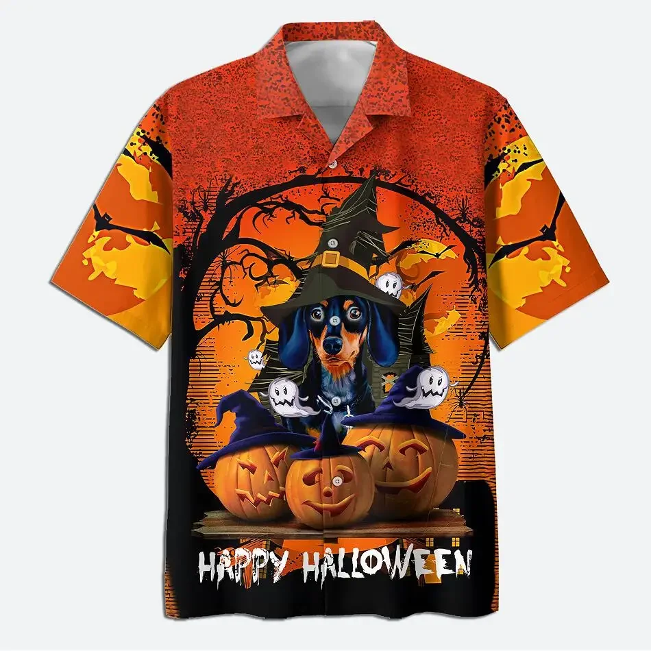 

Dogs Hatwitch Hallloween All Over Print Hawaiian Shirt Men's For Women's Harajuku Casual Shirt Unisex