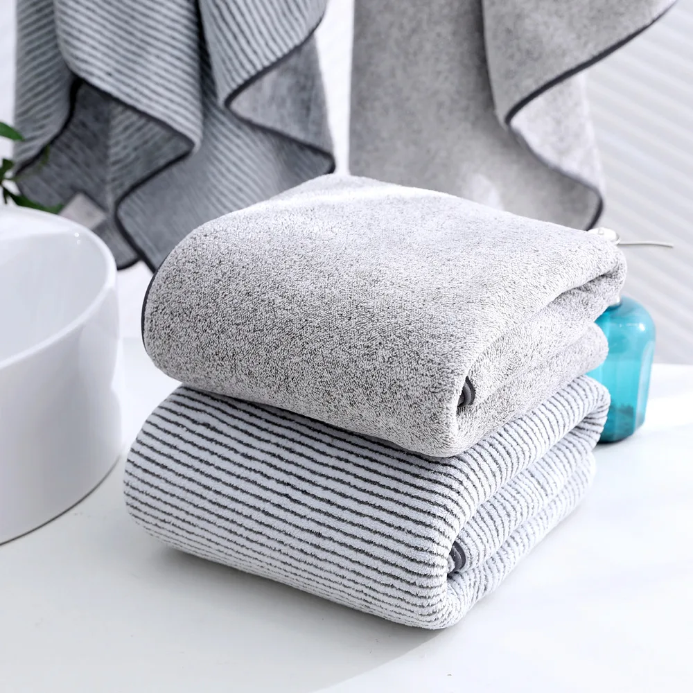 Bath Towel Bamboo Charcoal Fiber Antibacterial Lint-free Large Absorbent Household Adult Thickened