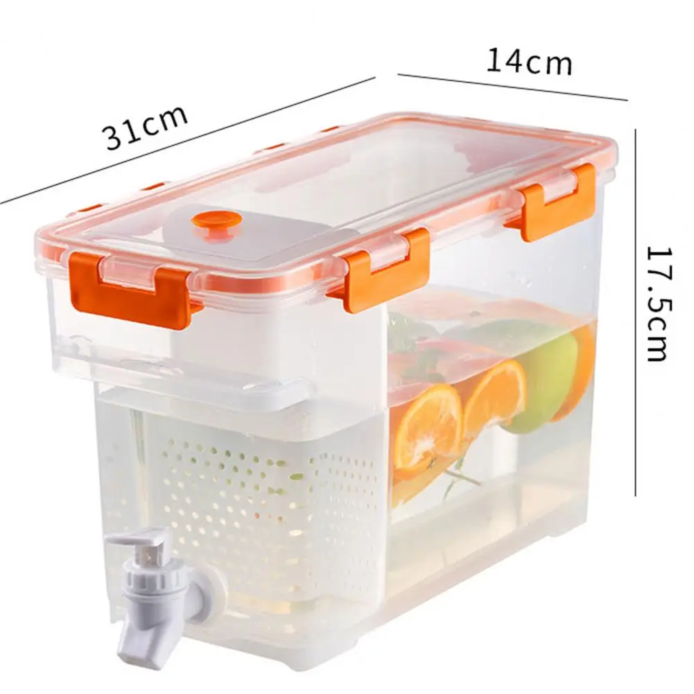 Fridge Juice Container Household Stuff3.5L Drink Dispenser with Spigot No  Odor Transparent Great Seal Filtering Plate Drink Stor - AliExpress