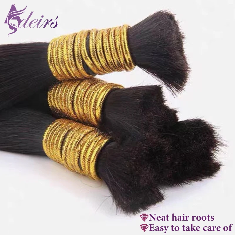 ADEIRS Straight Bulk Hair Extensions Human Hair Real Black Brown Blonde 613 Color 16-26inch for Women