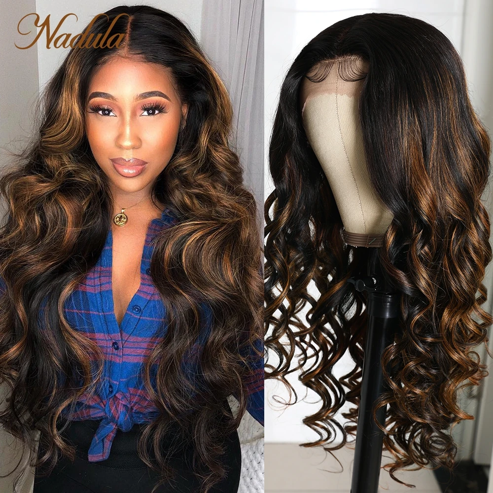 

#FB30 Highlight Body Wave Lace Front Wig 13X5X1 Lace Wig Ombre Orange Remy Human Hair Wigs PrePlucked Hairline Wigs For Women