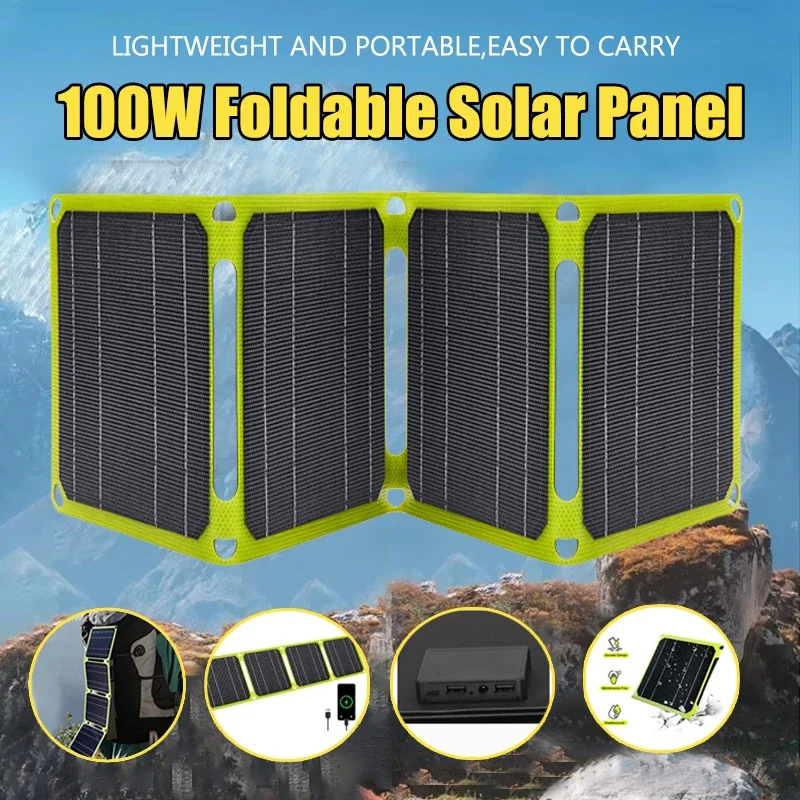 Outdoor Portable 100W Solar Panel USB+PD Foldable Solar Cells Power ...