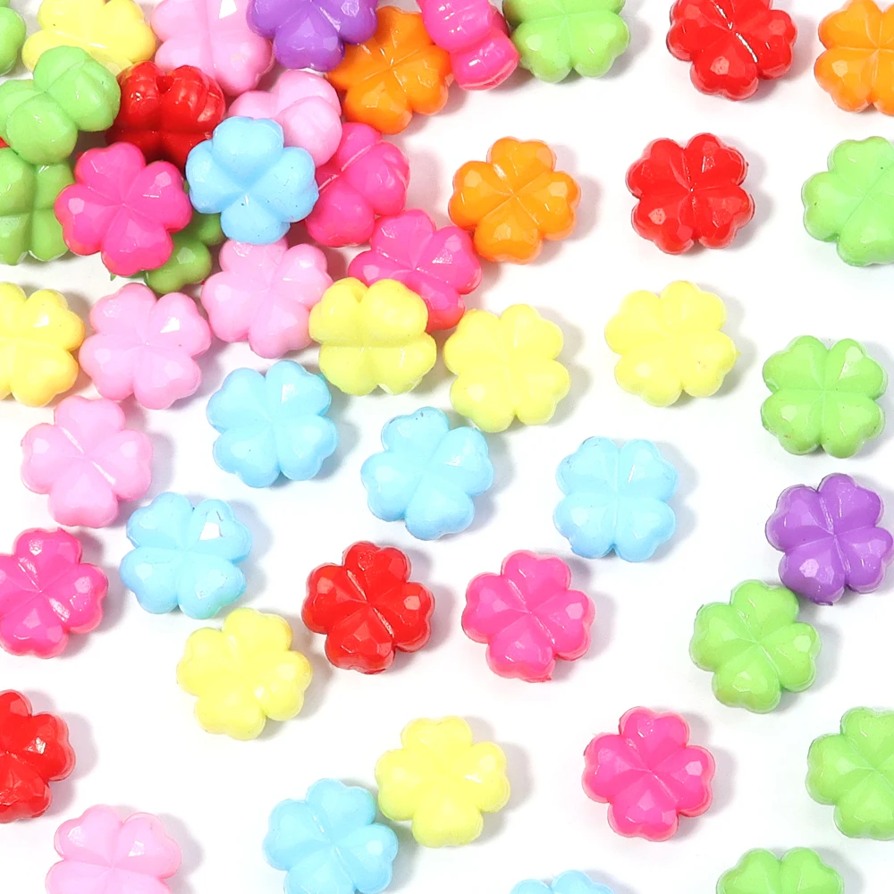 50 teile/los 11mm Farbige Facettierte Vierblättriges Kleeblatt Acryl Perlen Lose Spacer Perlen Für Schmuck Machen DIY Charms Armband ohrringe – Detail 10
