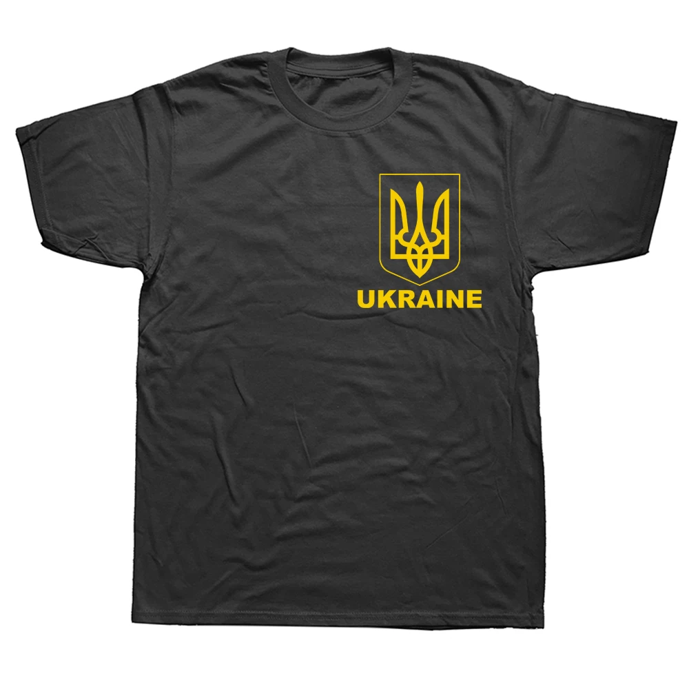 Herren-T-Shirts mit Wappen der Ukraine, reine Baumwolle, kurzärmelig, Rundhalsausschnitt, Party-T-Shirt
