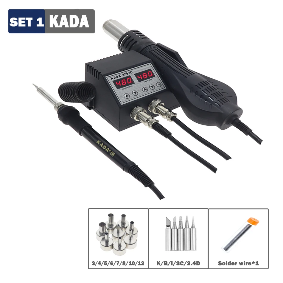 hot stapler 8892D MINI Soldering Station Portable Digital Hot Air Soldering Iron 2 in 1 BGA Soldering and Rework Station Phone Repair Tools hot air rework station Welding Equipment