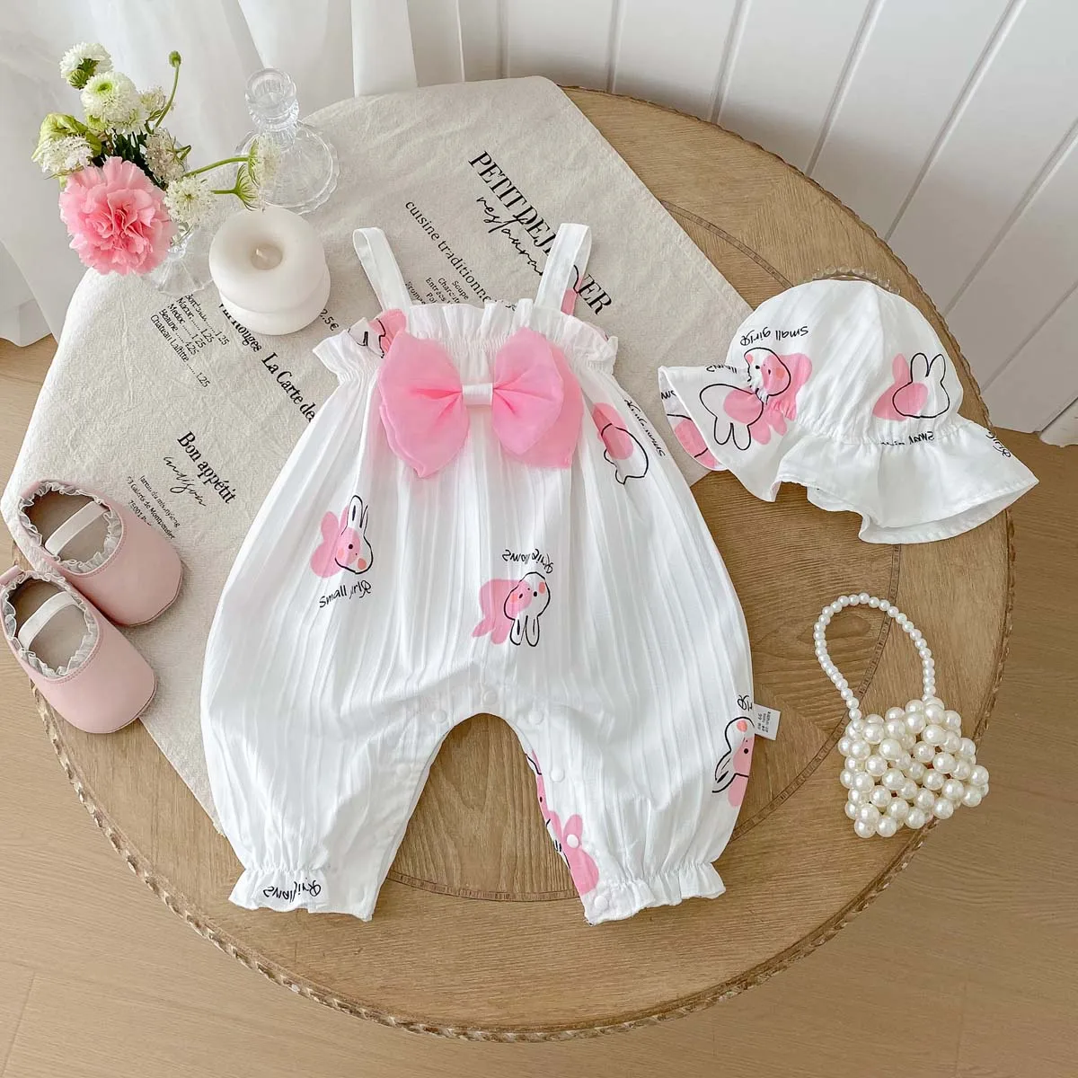 بذلة أرنب لطيفة على شكل فيونكة جميلة للفتيات الصغي...