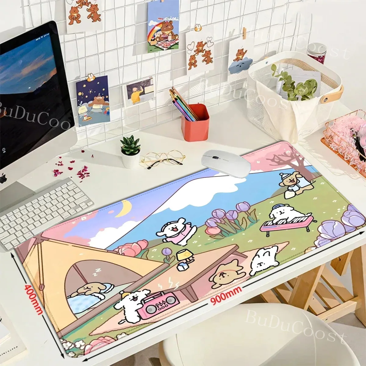 Korea Malteser Welpe niedlicher Hund Mauspad Computer PC Gaming Zubehör Schreibtischmatten Cartoon Linie Hund Malteser Laptop Gamer Mauspad – Detail 3