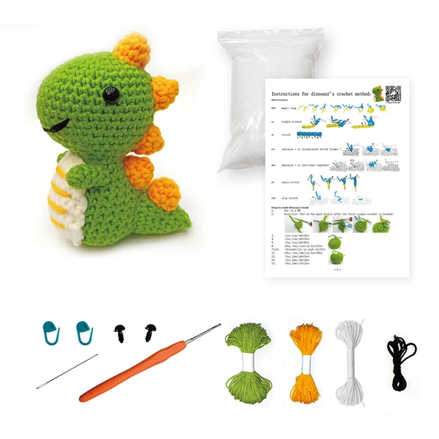 Cute Hand Woven Dinosaur Doll, DIY Crochet Hook Material Bag, Unfinished  Knitting Crafts Kit, Crochet Kit for Beginners Animals - AliExpress