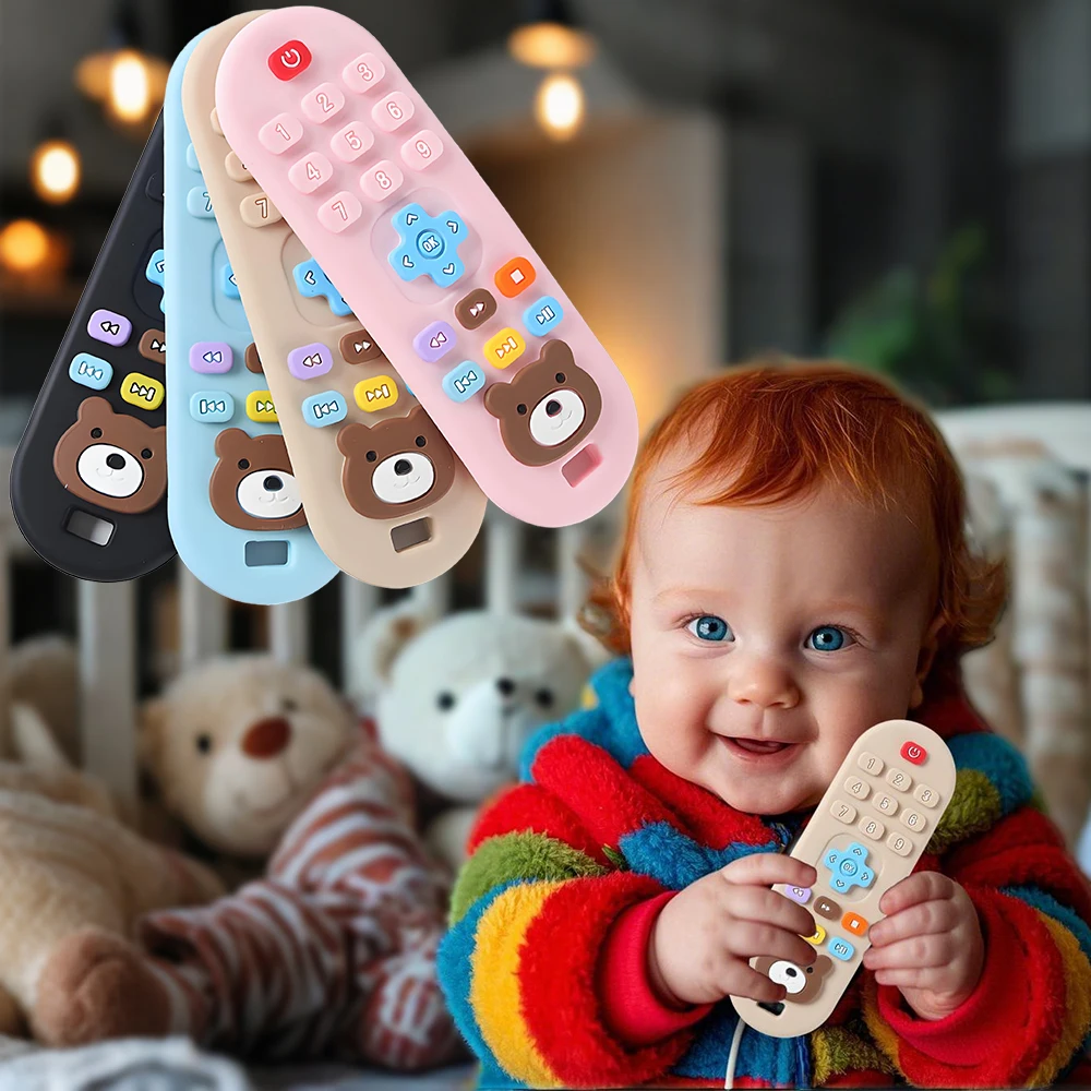 Silicone remote control teether children's toys sensory cute cartoon toys for boys and girls gifts