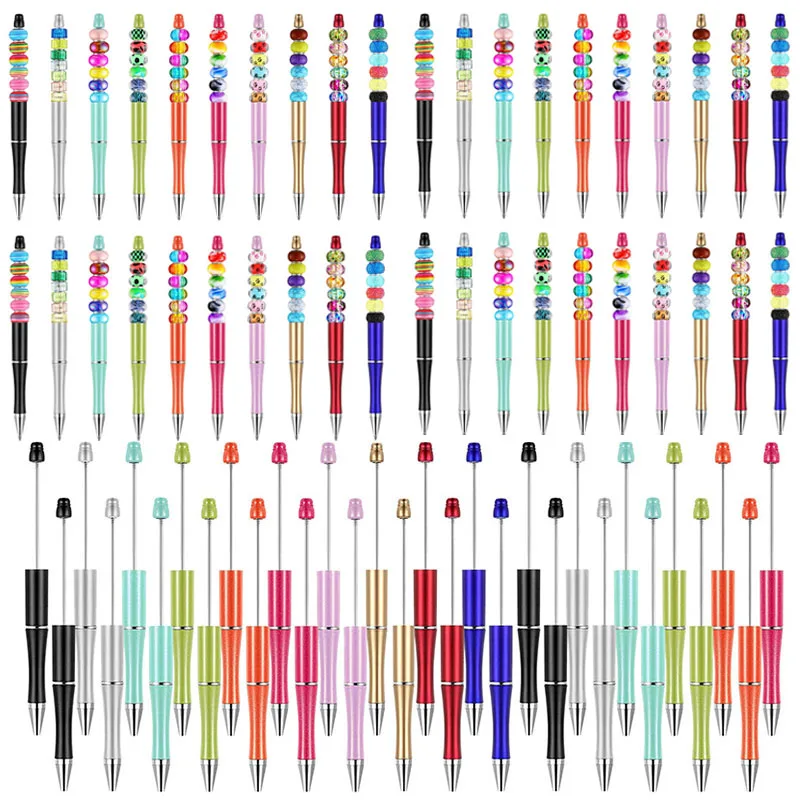 

75Pcs Beadable Pens Plastic Bead Pens for Student School Office DIY Making Gift