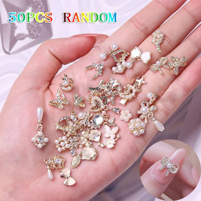 50pc Random Luxury Nail Art Dangle Jewelry Tassel Design Gel Nail