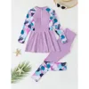 Skirts for Girls of Age 12 Muslim Swimsuit for Kids 2 Pieces Burkini Arabic Swimwear Long Sleeve Bathing Suits Floral Beachwear
