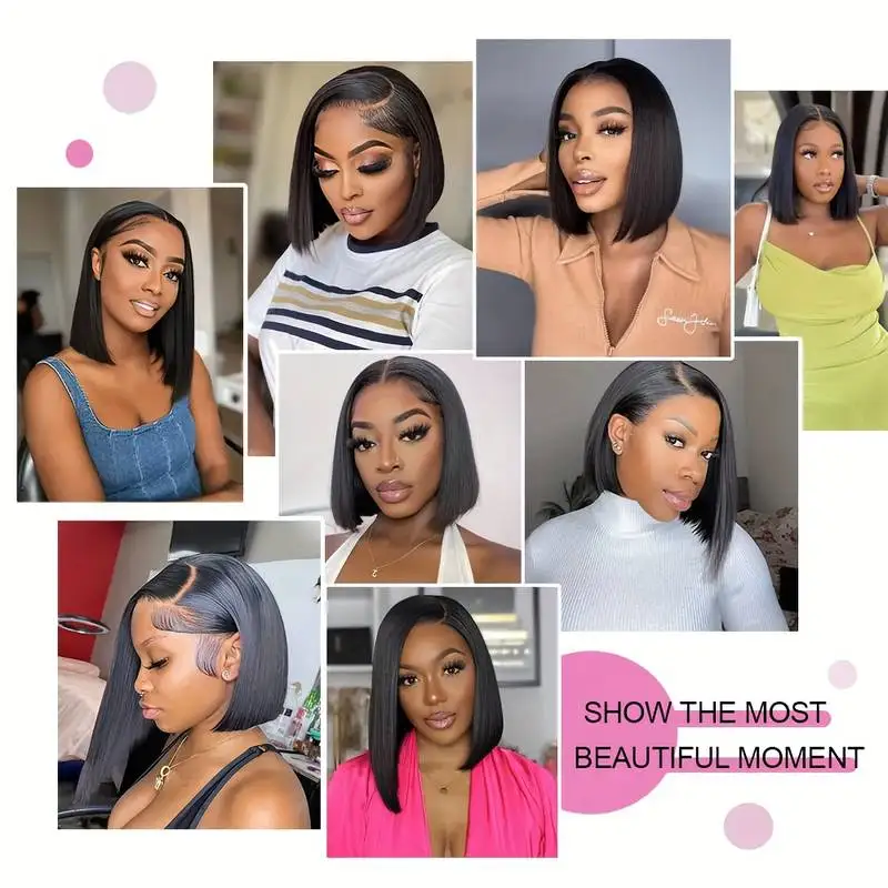 12 Inch 4x4 HD Lace Bone Straight Front Human Hair 220 Density HD Transparent Lace Frontal human hair wigs For Women