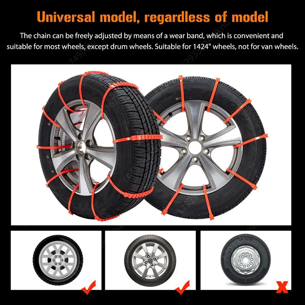 50-10pcs Car Wheels Tire Snow Chains Anti Slip Nylon Winter Outdoor Tire Emergency Anti-Skid