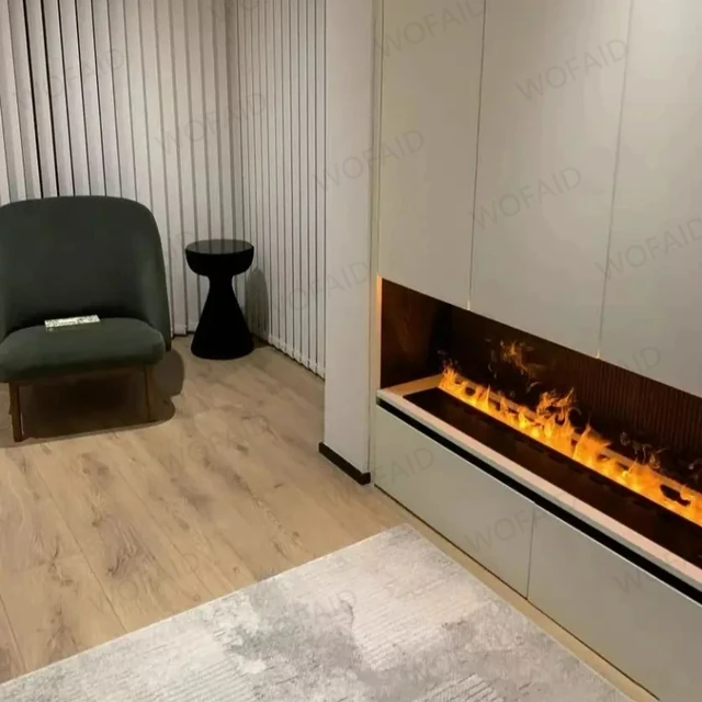 รับประกัน 5 ปี เตาผิงไฟฟ้า 3 มิติ พร้อมละอองน้ำ สร้างควันไฟ  เตาผิงจำลองเปลวไฟ LED  ตกแต่งบ้าน 1