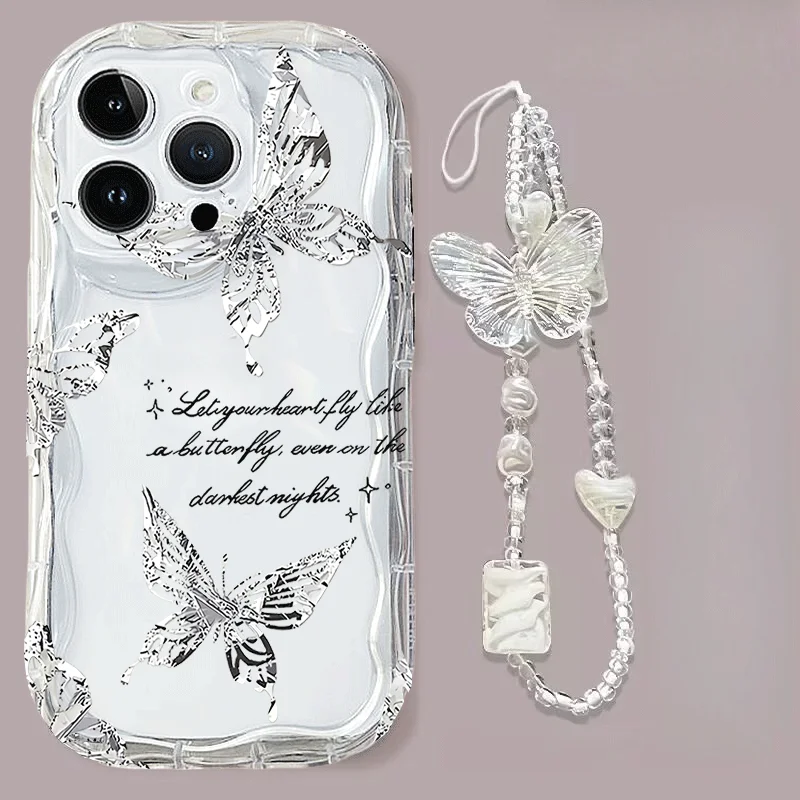 Butterfly Design Phone Case with Lanyard Attachment