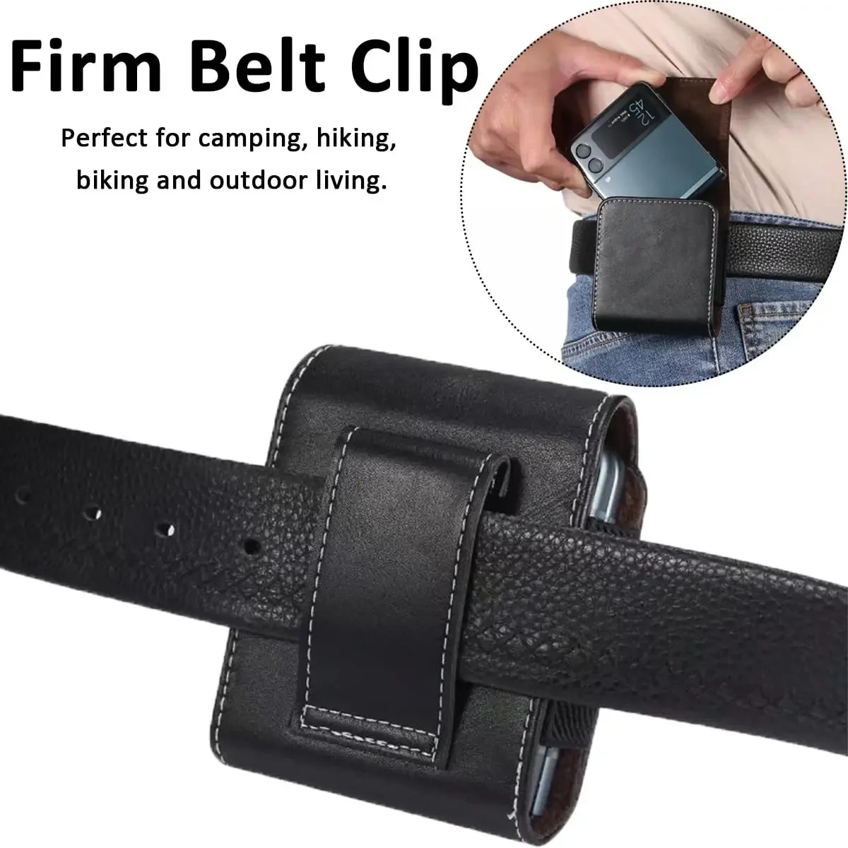 Leather Belt Clip Phone Case - Sleek Flip Design Protection Cover
