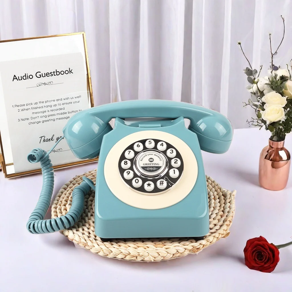 Audio Guest Book Wedding Phone,Record Guest Voice Messages,Retro Book for Wedding or Birthday Party Message Voicemail